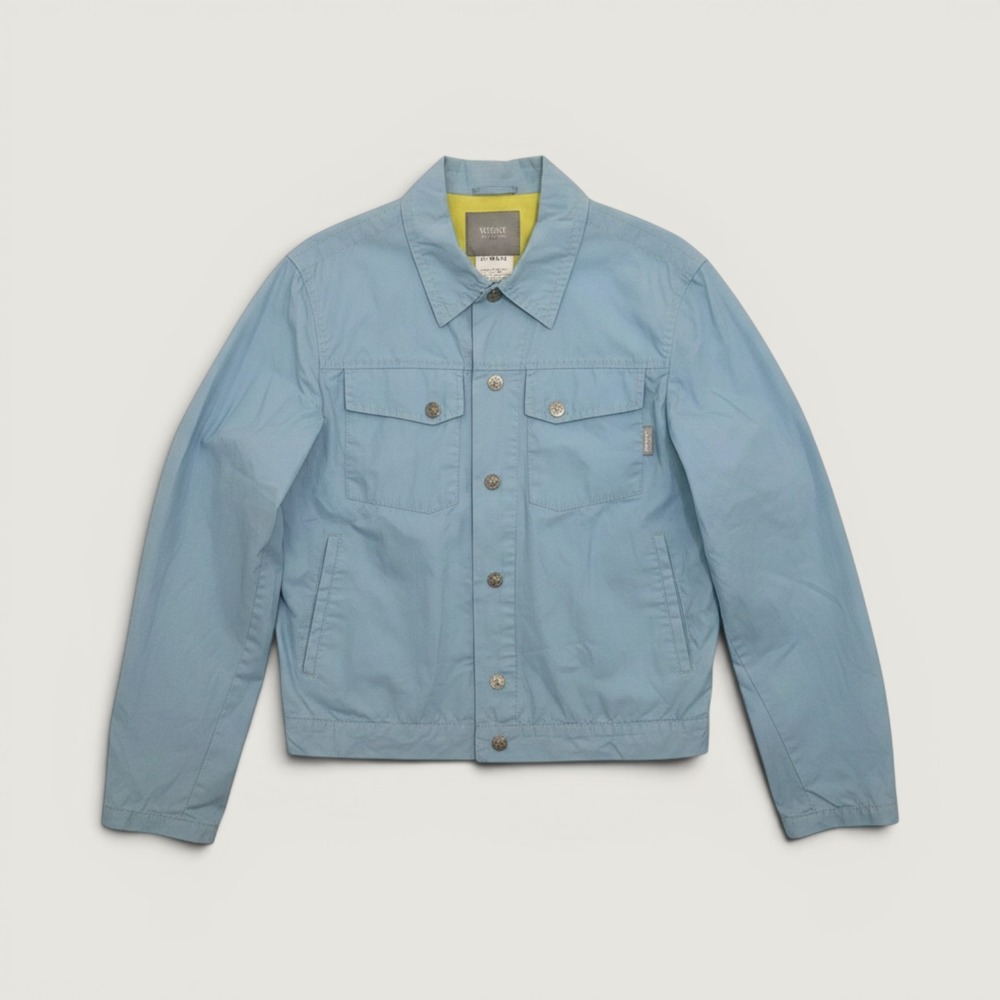 Versace Jeans Couture Trucker Jacket Light Blue Medusa Buttons Size Medium